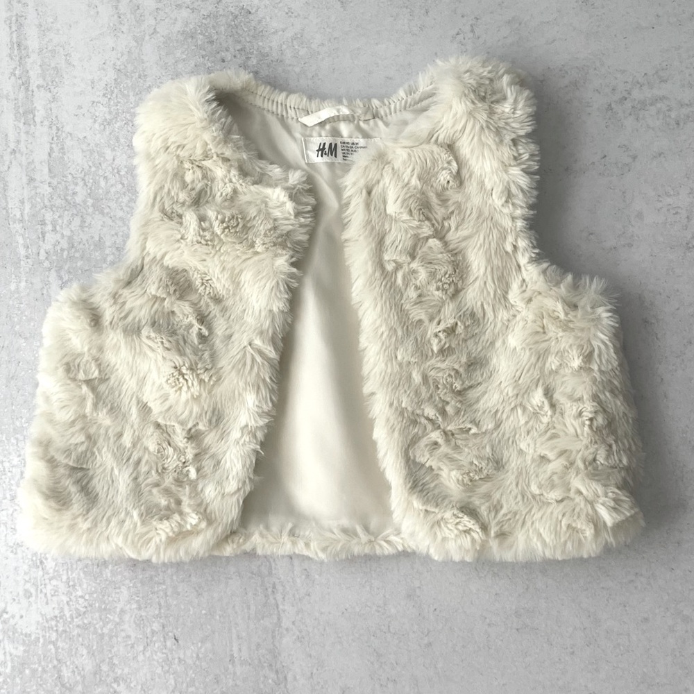 H&M, Girls faux fur vest.